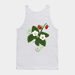 Botanical Strawberry Plant with Fruit and Leaves Tank Top